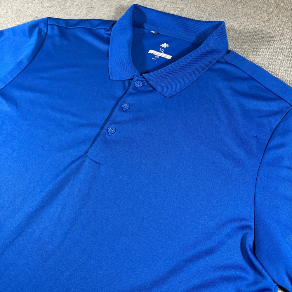 Adidas Polo Shirt Mens XL Blue Short Sleeve Performance Golf Athletic Top